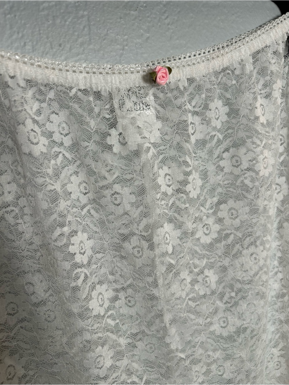 White Lace Maxi Skirt see through slip romantic sheer layering Medium - Picture 6 of 6